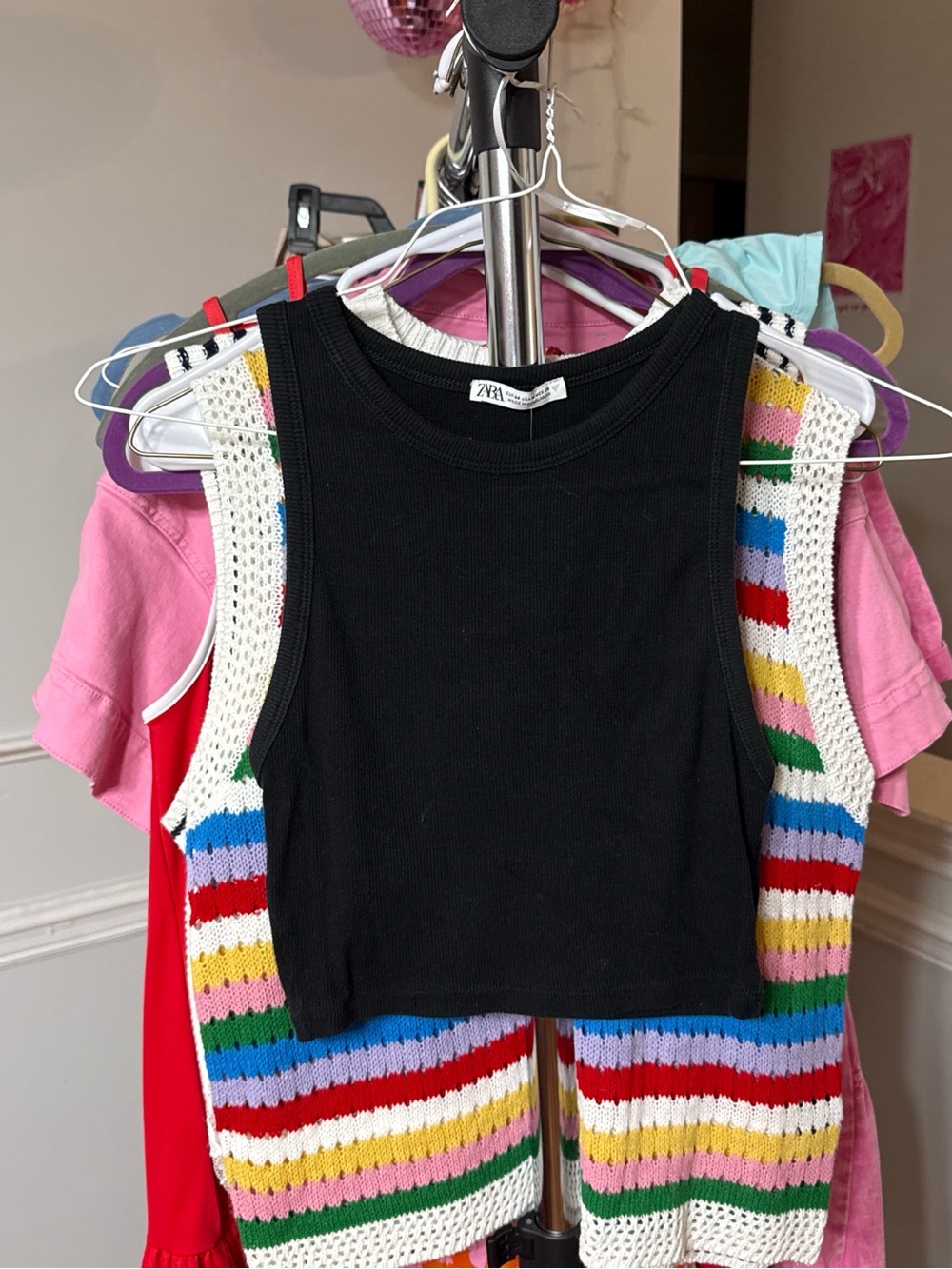 ZARA Black Cropped Ribbed Tank Top